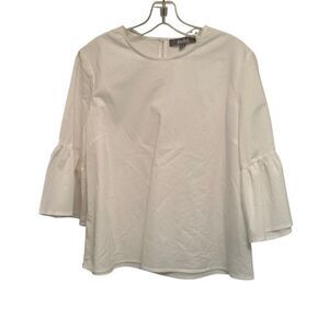 Marled white blouse with flutter sleeves- size M